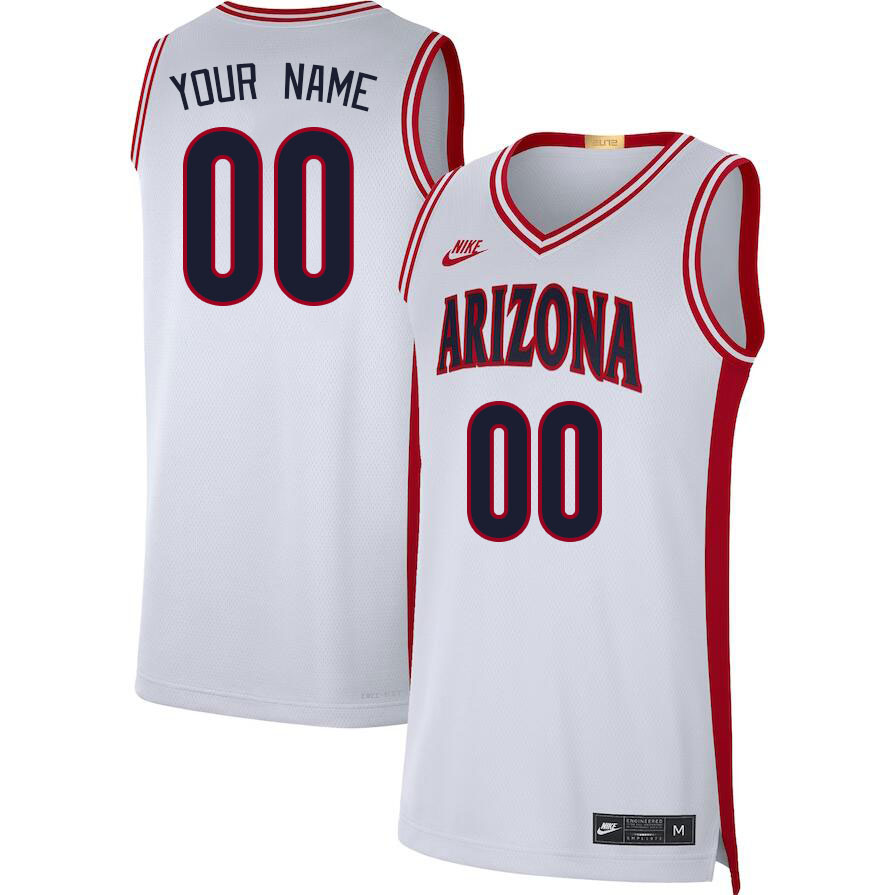 Custom Arizona Wildcats Name And Number College Basketball Jerseys Stitched-White